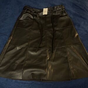 Cato Black Faux Leather A-Line Skirt